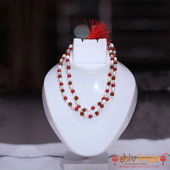 Rudraksha, Pearl, Coral & Sphatik Combination mala