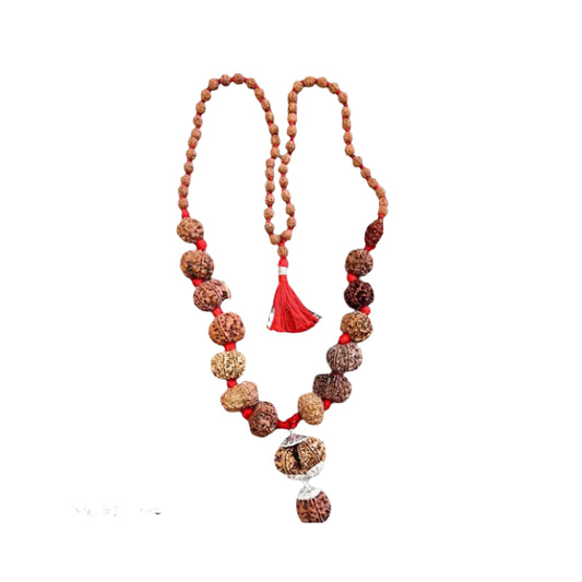 Sarv Sidh 1 to 14 Mukhi Rudraksha Mala with Gaurishanker and Ganesh Rudraksha