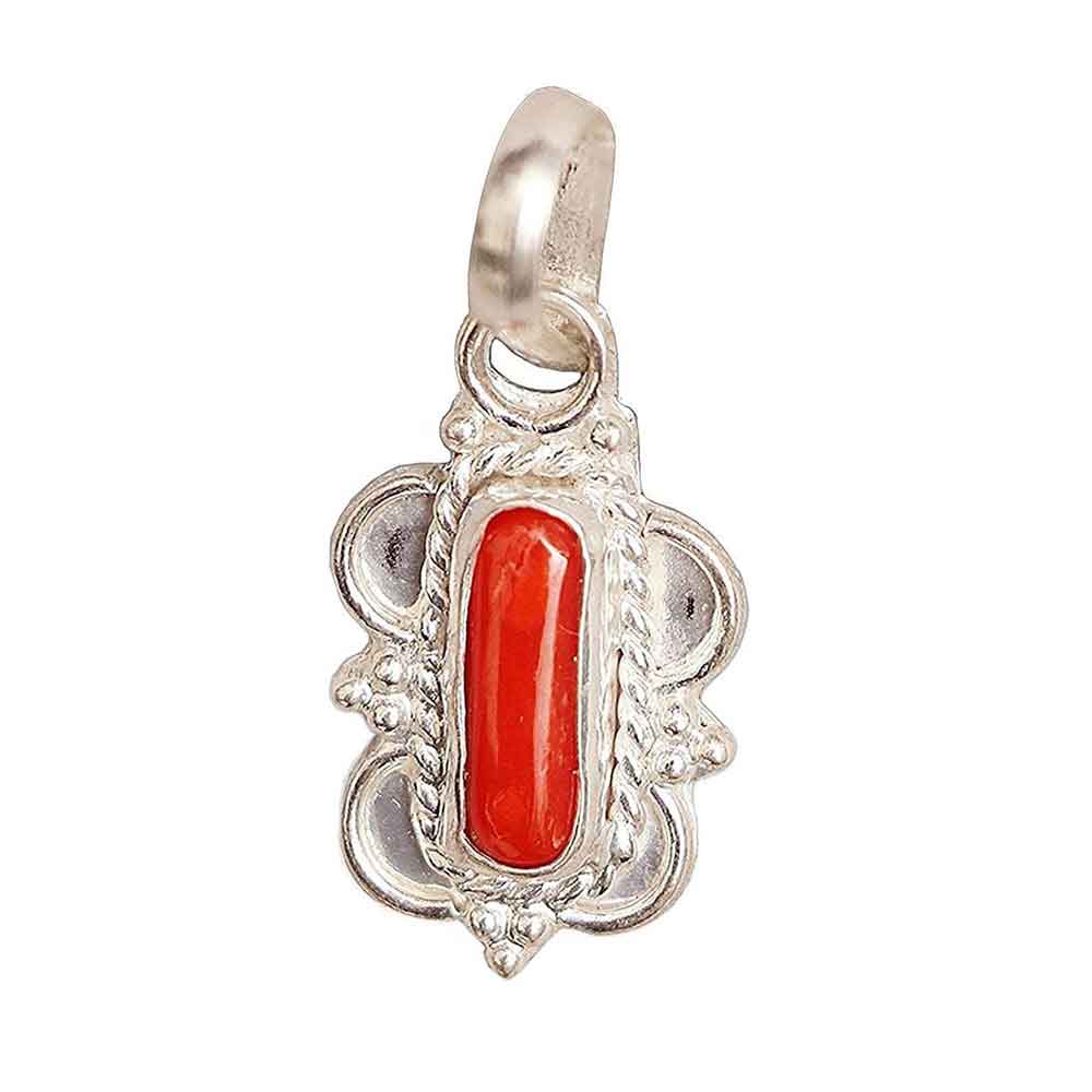 Red Coral Pendant in Pure Silver 4.81 Carat