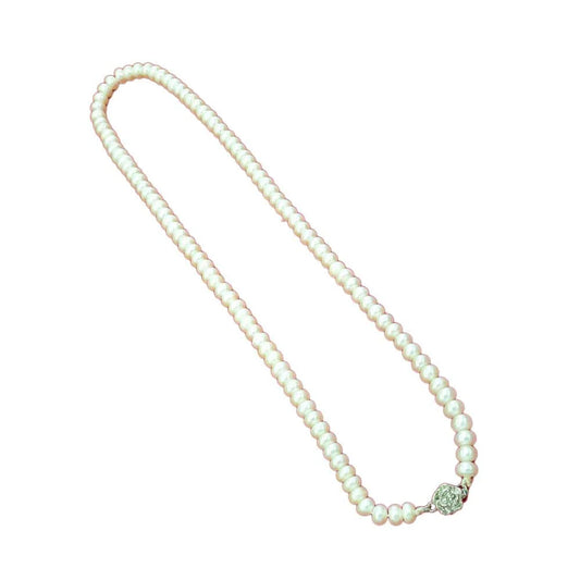 Real pearl necklace round beads with pendant