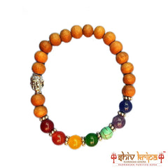 Seven Chakra With White Sandal Wood Bracelet