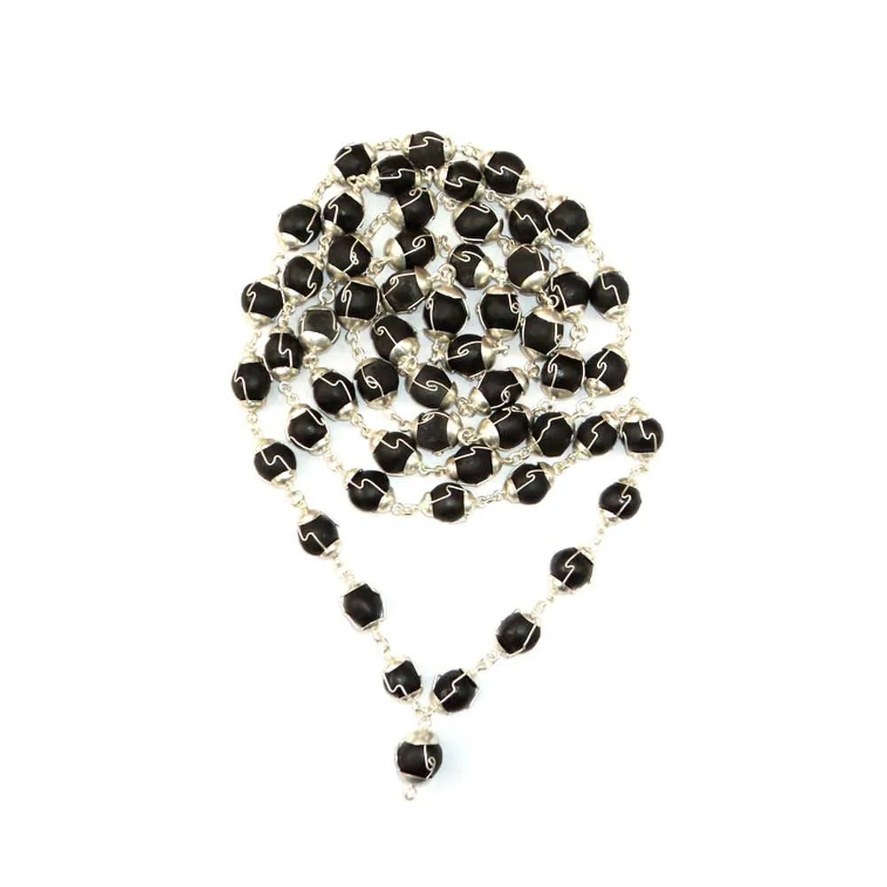 Shri Shaligram Stone Mala in Pure Silver