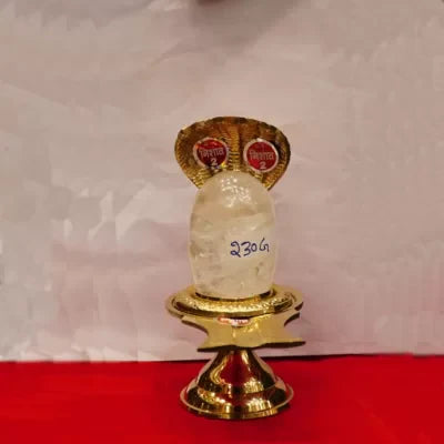 Baan-lingam with Brass Jalhari Rock-Quartz(sphatik)