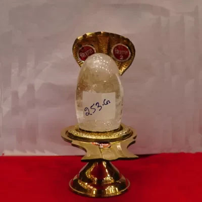 Baan-lingam with Brass Jalhari Rock-Quartz(sphatik)