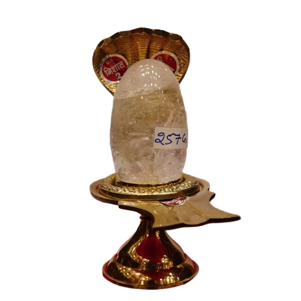 Baan-lingam with Brass Jalhari Rock-Quartz(sphatik)