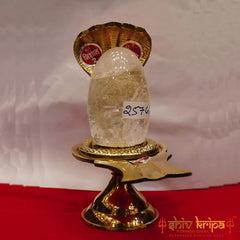 Baan-lingam with Brass Jalhari Rock-Quartz(sphatik)