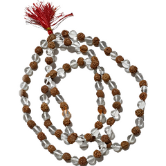 Rudraksha and sphatik mala mix 54+54+1 beads