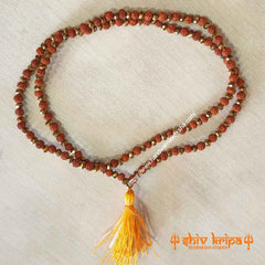 5 Mukhi Rudraksha 5mm Size with Golden Crystal Beads