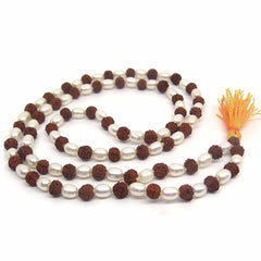 Rudraksha & Pearl Mala 54+54+1 beads