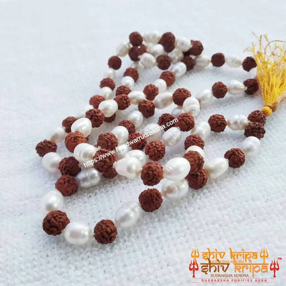 Rudraksha & Pearl Mala 54+54+1 beads