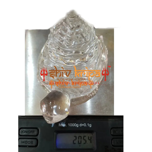 Crystal stone Shree Yantra on Tortoise two hundred five gram